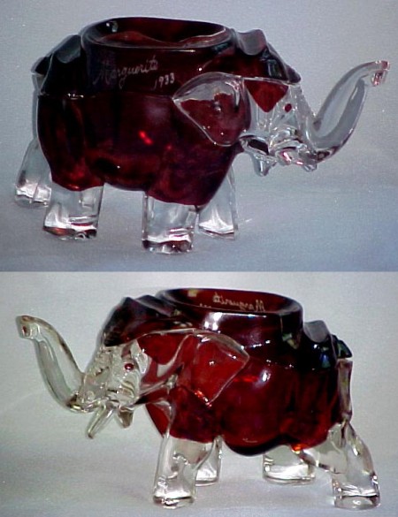 Co-Operative Flint Ruby-Stained Elephant Ash Tray
