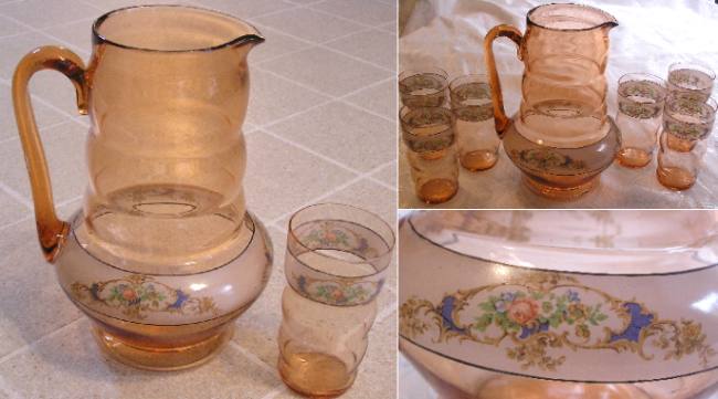 Dunbar #5024 Iced Tea Set w/ Unknown Decoration
