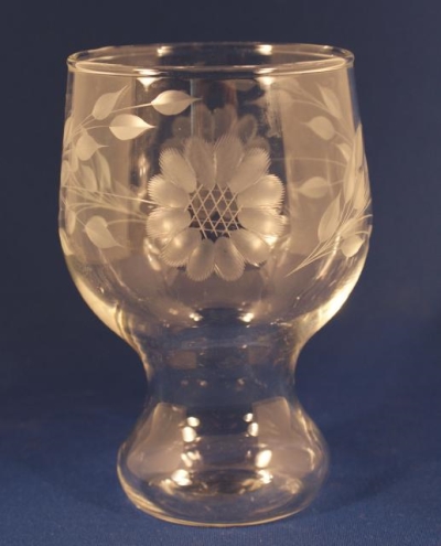 Federal Beer Glass w/ Cornflower Cutting