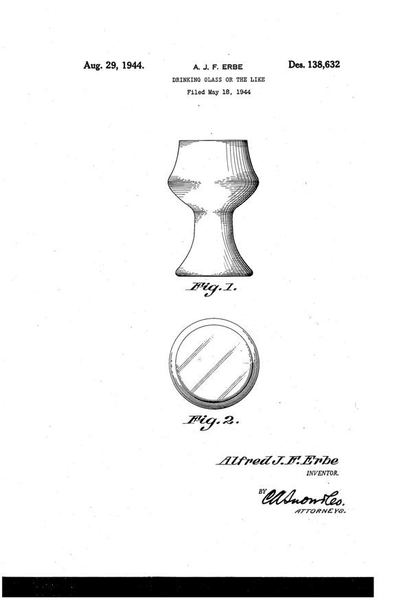West Virginia Glass Specialty Tumbler Design Patent D138632-1