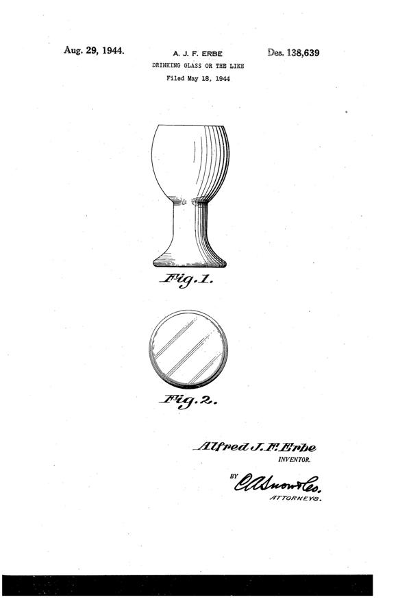 West Virginia Glass Specialty Tumbler Design Patent D138639-1