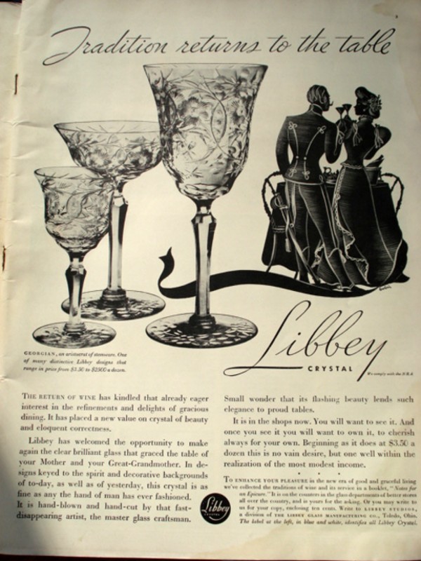 Libbey Rock Crystal Stemware Advertisement