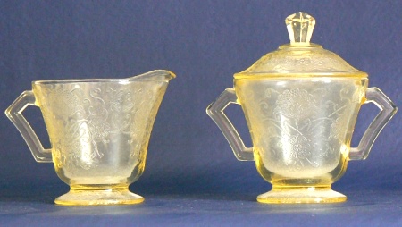 Hazel-Atlas Florentine #2 (Poppy #2) Cream & Sugar