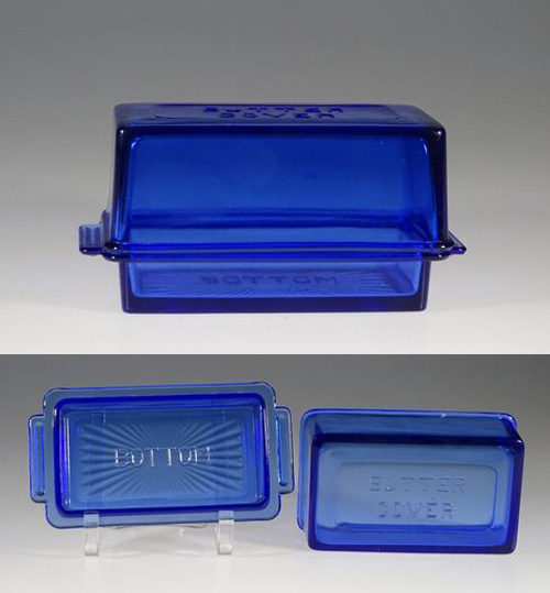 Hazel-Atlas Embossed Cobalt Butter
