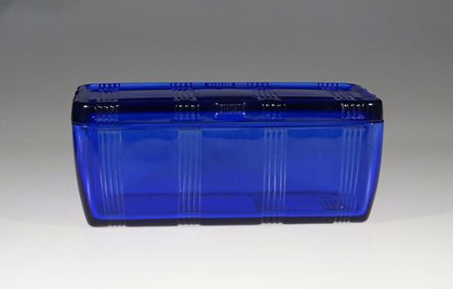 Hazel-Atlas Criss-Cross Cobalt Refrigerator Jar