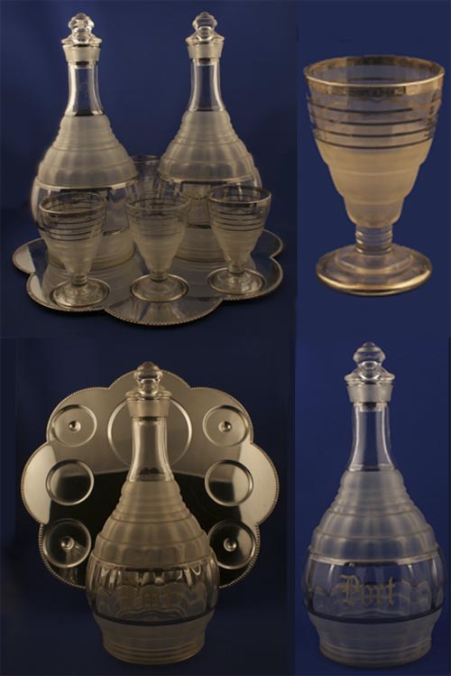 Hazel-Atlas Decanter Set with Silver Overlay