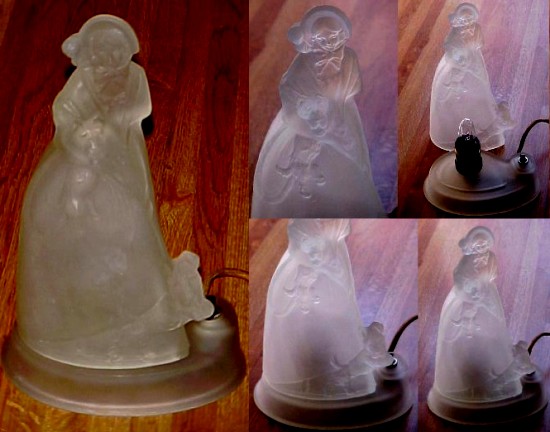Houze Glass Lady w/ Scotties Night Light Lamp
