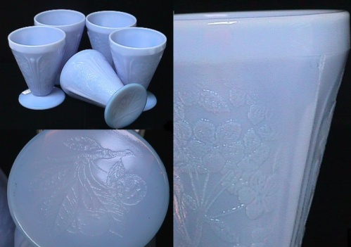 Jeannette Cherry Blossom Delphite Tumblers