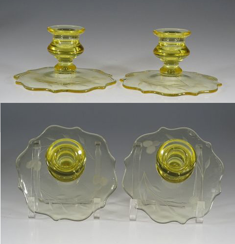 Lancaster # 833 Candlesticks w/ Cutting