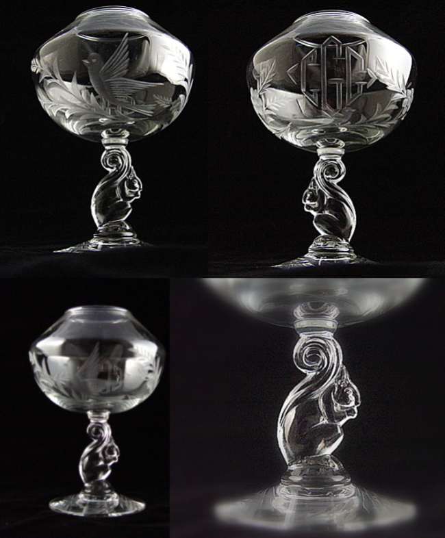 Libbey Nash Squirrel Ivy Vase w/ Bird Cutting