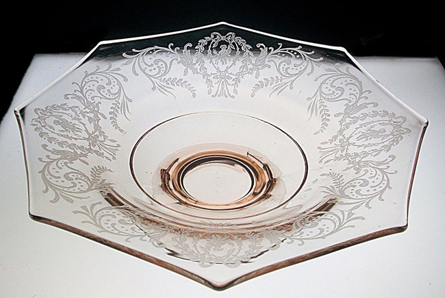 Liberty Works Footed Console Bowl w/ Unknown Cupid Etch