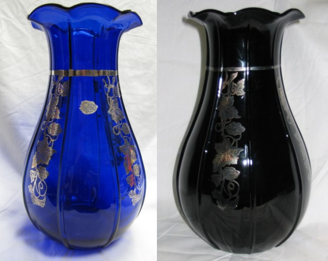 Louie #  45-11 Vases w/ Roden Silver Overlay