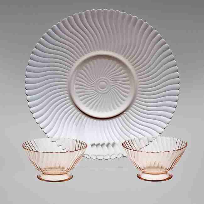 MacBeth-Evans Spiral Petalware Cake & Ice Cream Set