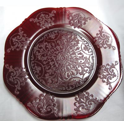 Macbeth-Evans R Pattern "American Sweetheart" Ruby Plate