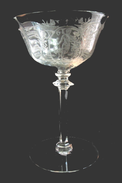 Maryland Glass Co. Stem w/ Diana & Cherub Etch