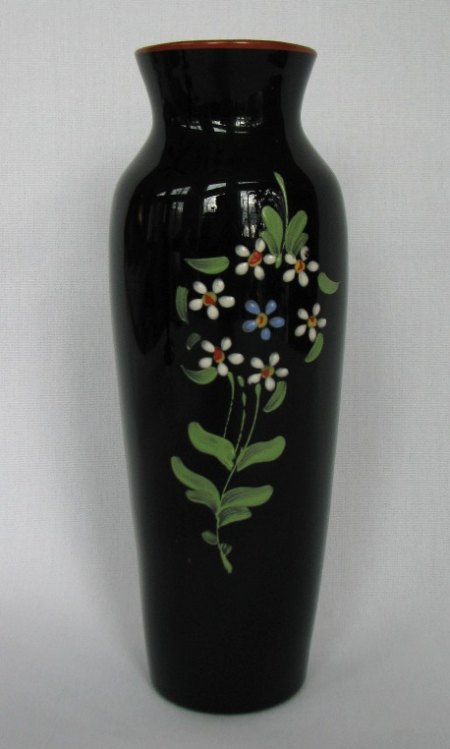 Maryland Glass Co. Vase w/ Enameled Flowers