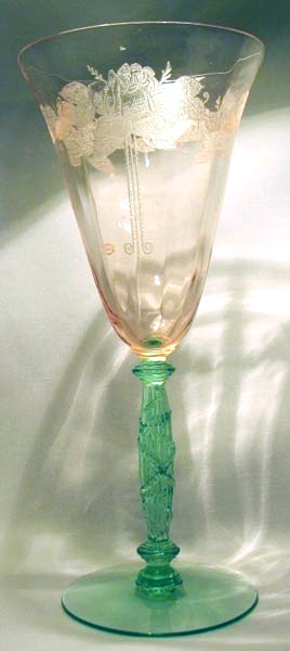 Maryland Glass Co. Bi-Color Stem w/ Rose Etch