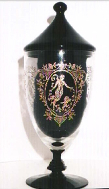 Maryland Glass Co. #  230 Candy with Cupid and Psyche Etch