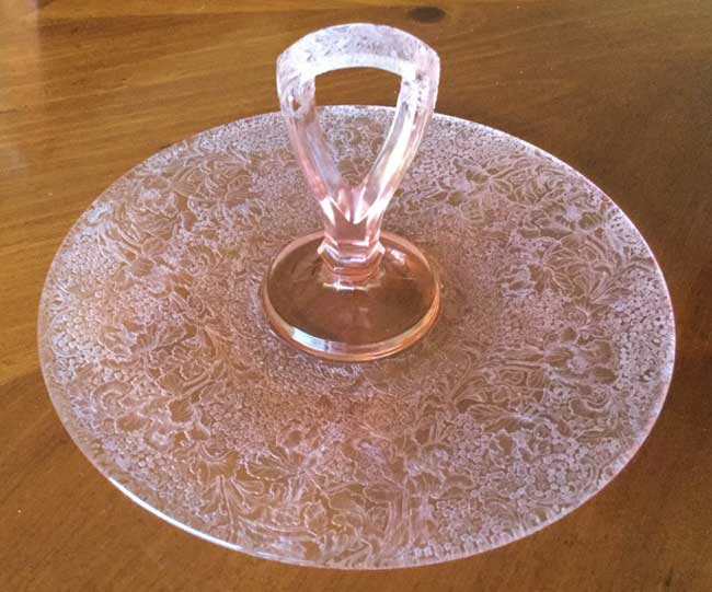 Maryland Glass Co. Center Handle Server w/ Unknown Etch
