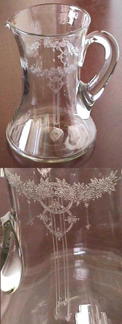Monongah Pitcher with #800 Roseland Etch