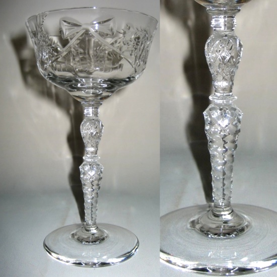 Libbey / Rock Sharpe #1023-3 Tall Sherbet w/ Salon Cutting