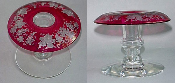 Seneca #   3 Candlesticks w/ Grape Etch