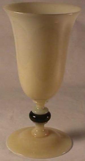 Steuben #7338 Ivory and Mirror Black Goblet