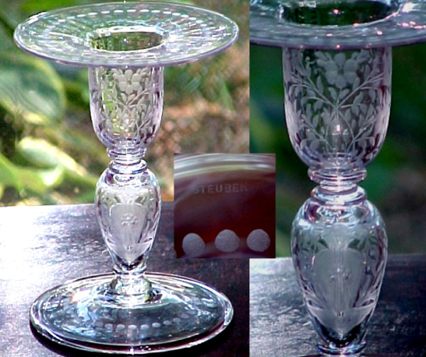 Steuben Etched Candlestick