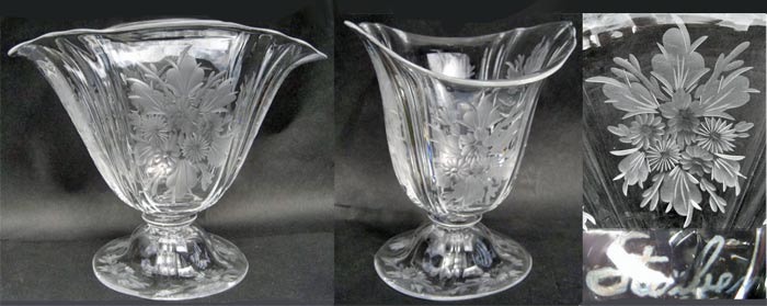 Steuben #7307 Vase w/ Floral Cutting