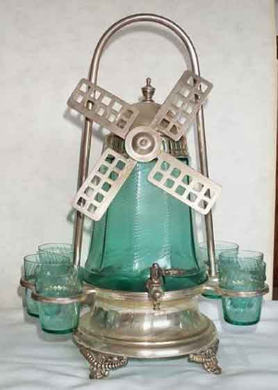Utility Windmill Beverage Dispenser and Glasses