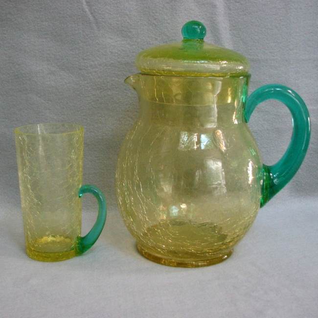Utility Crackle Bi-Color Covered Jug & Handled Tumbler