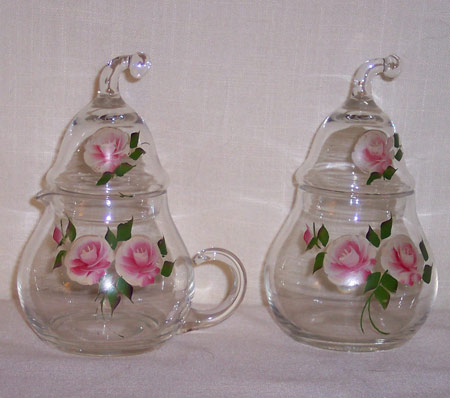 West Virginia Glass Specialty Pear Shaped Cream & Sugar