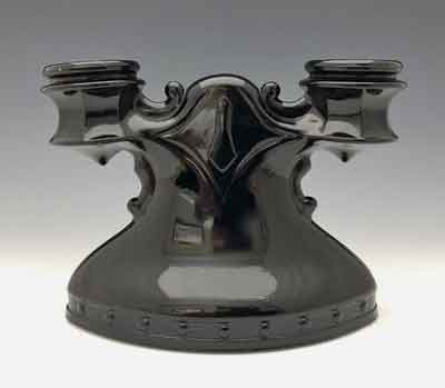 L.E. Smith # 600 Two-Light Candlestick - Black