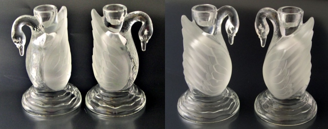L. E. Smith #  628 Swan Serenade Candleholders