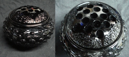 L. E. Smith Hobnail Flower Bowl w/ # 8 Flower Block
