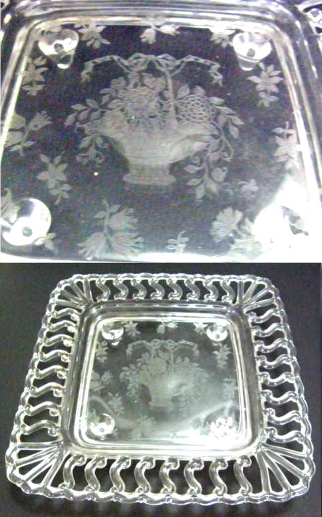 Cambridge Unknown Etch Number on Unknown Footed Plate