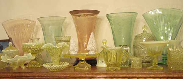 Vases and  Topaz Opalescent Glass
