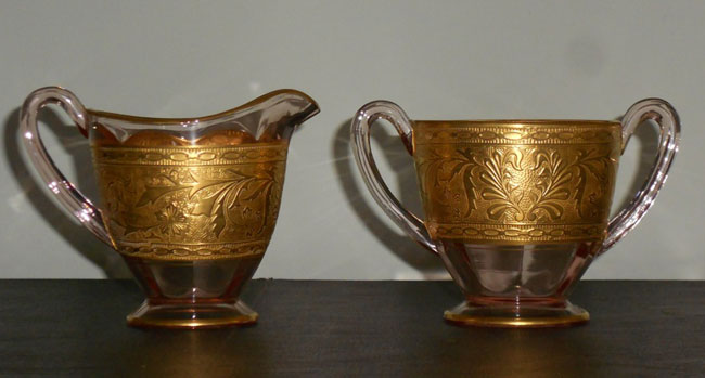 Central # 51 GE Smetak Etch on "Mimi" Creamer & Sugar