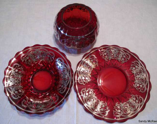 New Martinsville #  45 Janice Ruby Platter & Bowls