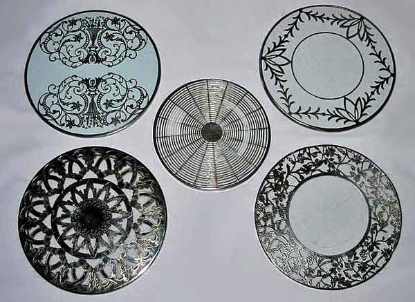 Glass Trivets with Silver Frames and Decorations