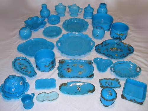 Blue Opaque Pressed Glass