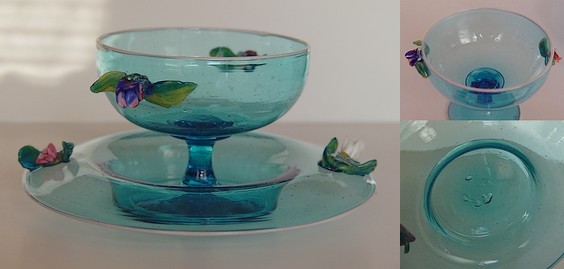 Unknown Dessert Set w/ Applied Flowers