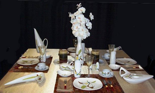 Metlox Pottery and Cambridge  Table Setting