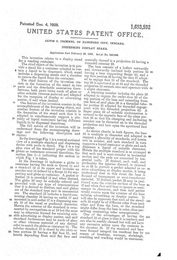 Sneath Dispenser Patent 1693592-2