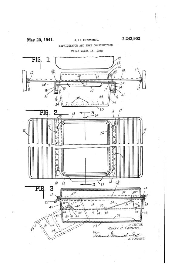 Sneath Refrigerator Tray Patent 2242903-1