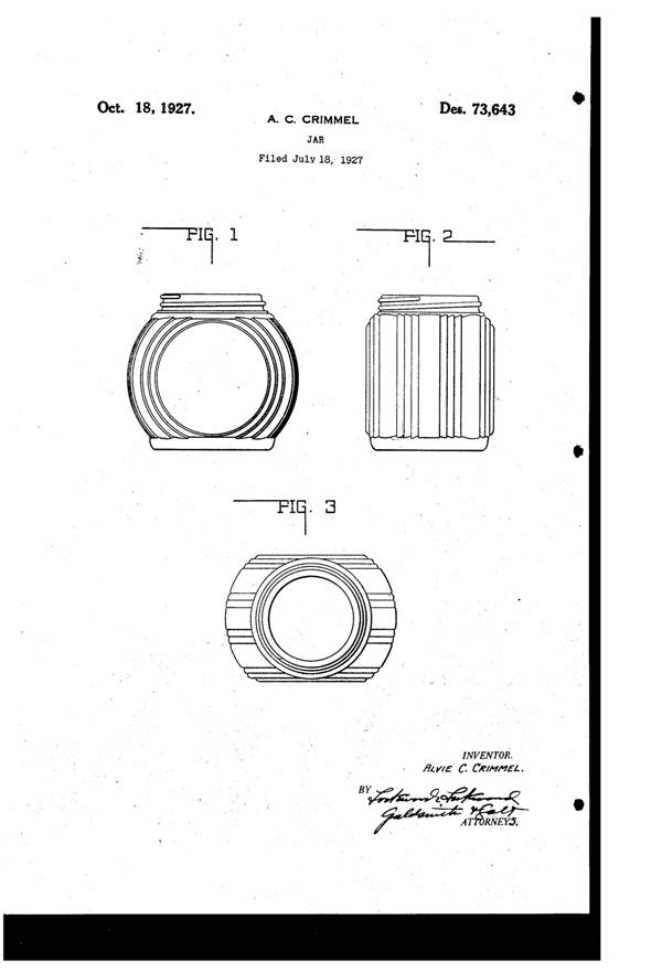 Sneath Triple Skip Jar Design Patent D 73643-1