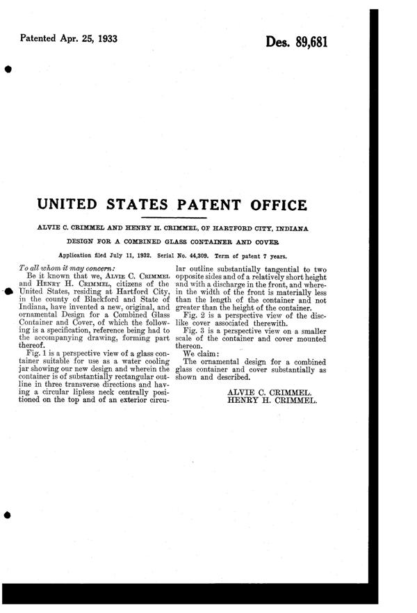 Sneath Container Design Patent D 89681-2