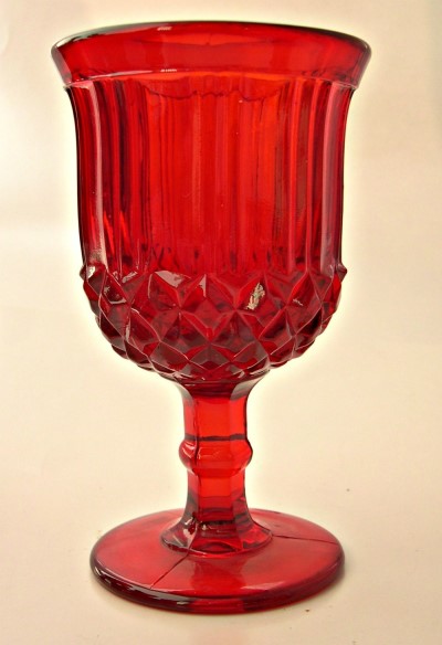 Fenton Ruby Sawtooth Goblet for L.G. Wright