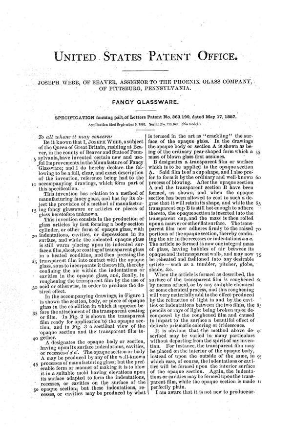 Phoenix Diamond Air-Trap Glass Patent  363190-2
