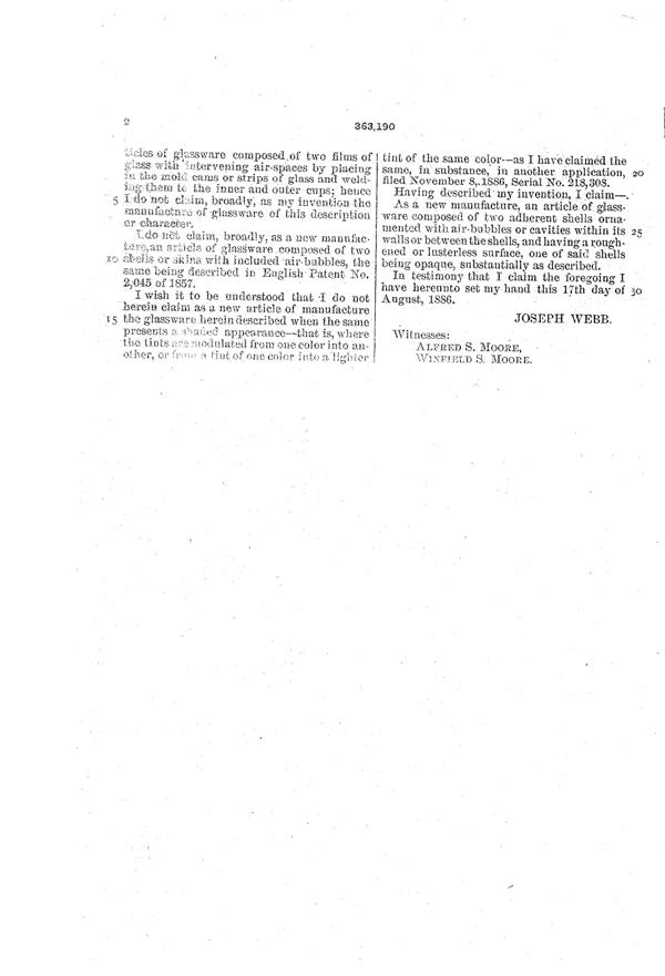 Phoenix Diamond Air-Trap Glass Patent  363190-3